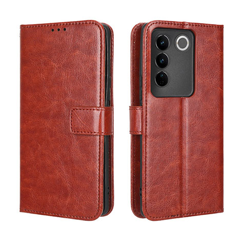 Funda de Cuero Cartera con Soporte Carcasa BY5 para Vivo V27 Pro 5G Marron