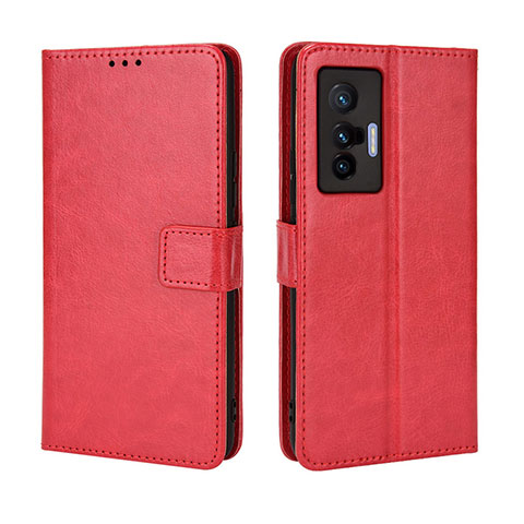 Funda de Cuero Cartera con Soporte Carcasa BY5 para Vivo X70 5G Rojo