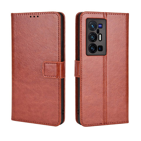 Funda de Cuero Cartera con Soporte Carcasa BY5 para Vivo X70 Pro+ Plus 5G Marron