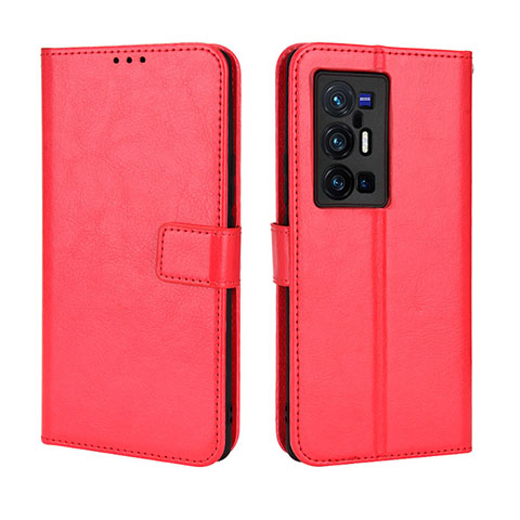 Funda de Cuero Cartera con Soporte Carcasa BY5 para Vivo X70 Pro+ Plus 5G Rojo