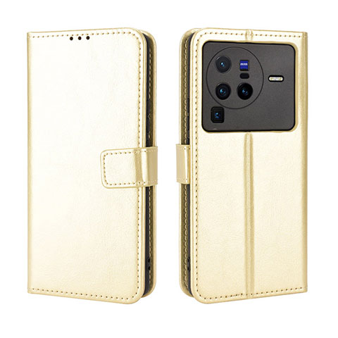 Funda de Cuero Cartera con Soporte Carcasa BY5 para Vivo X80 Pro 5G Oro