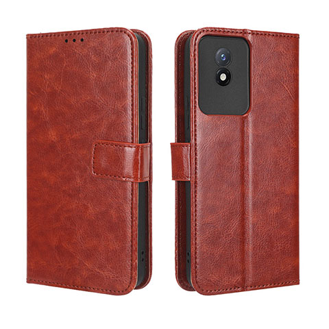 Funda de Cuero Cartera con Soporte Carcasa BY5 para Vivo Y02A Marron