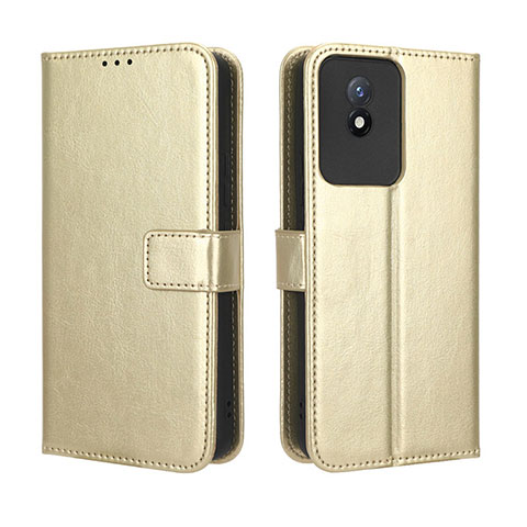 Funda de Cuero Cartera con Soporte Carcasa BY5 para Vivo Y02A Oro