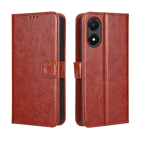 Funda de Cuero Cartera con Soporte Carcasa BY5 para Vivo Y02S Marron