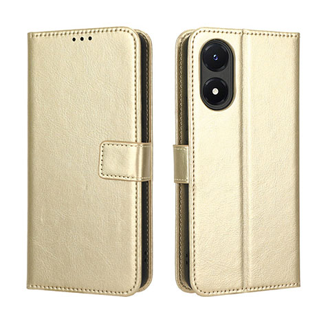 Funda de Cuero Cartera con Soporte Carcasa BY5 para Vivo Y02S Oro