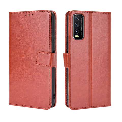 Funda de Cuero Cartera con Soporte Carcasa BY5 para Vivo Y12G Marron