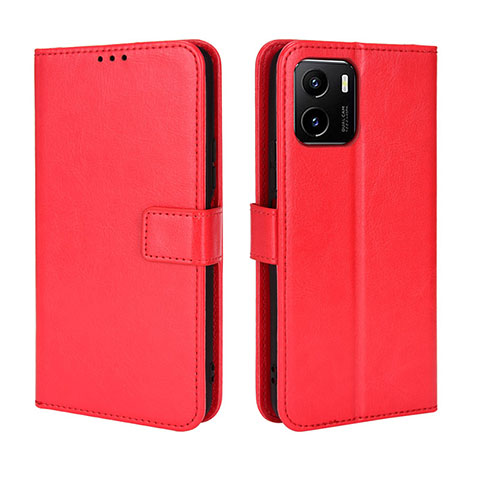 Funda de Cuero Cartera con Soporte Carcasa BY5 para Vivo Y15S Rojo