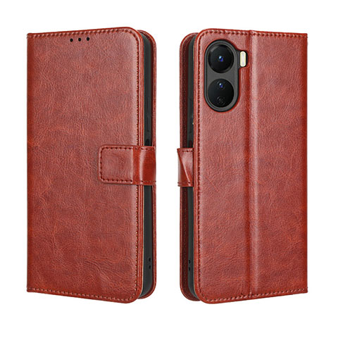 Funda de Cuero Cartera con Soporte Carcasa BY5 para Vivo Y16 Marron