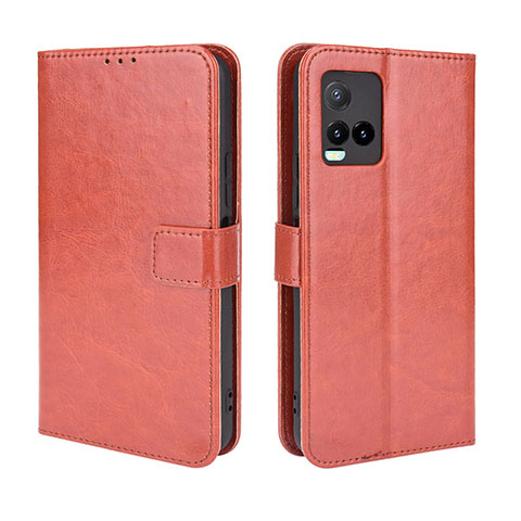 Funda de Cuero Cartera con Soporte Carcasa BY5 para Vivo Y21G Marron