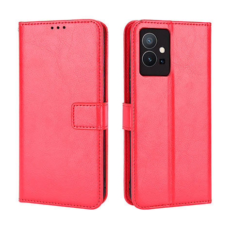 Funda de Cuero Cartera con Soporte Carcasa BY5 para Vivo Y33e 5G Rojo