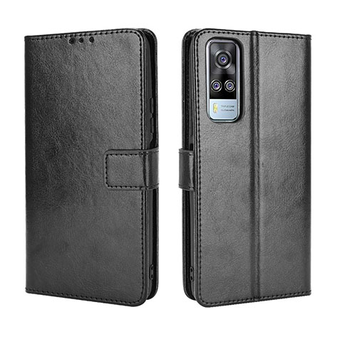 Funda de Cuero Cartera con Soporte Carcasa BY5 para Vivo Y53s 4G Negro