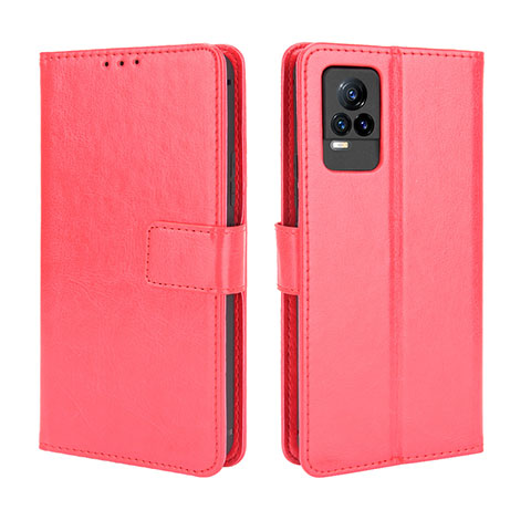 Funda de Cuero Cartera con Soporte Carcasa BY5 para Vivo Y73 (2021) Rojo