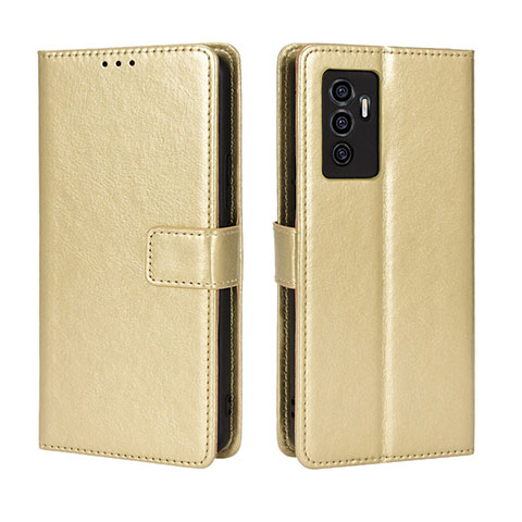 Funda de Cuero Cartera con Soporte Carcasa BY5 para Vivo Y75 4G Oro