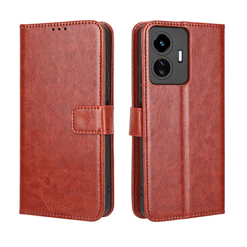 Funda de Cuero Cartera con Soporte Carcasa BY5 para Vivo Y77 5G Marron