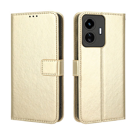 Funda de Cuero Cartera con Soporte Carcasa BY5 para Vivo Y77e t1 Oro