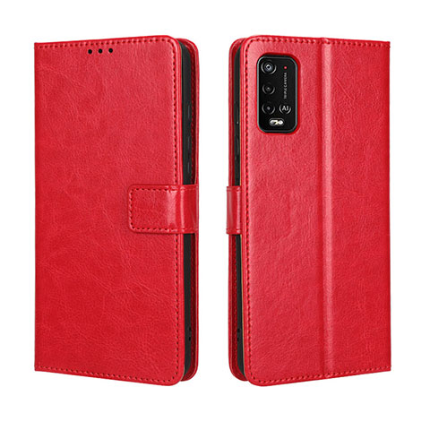 Funda de Cuero Cartera con Soporte Carcasa BY5 para Wiko Power U10 Rojo