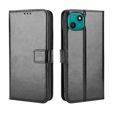 Funda de Cuero Cartera con Soporte Carcasa BY5 para Wiko T10 Negro