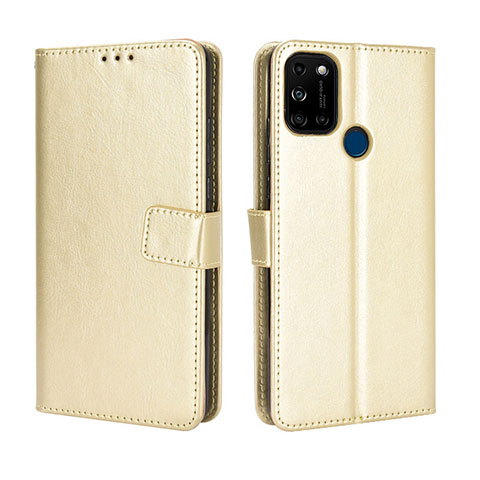 Funda de Cuero Cartera con Soporte Carcasa BY5 para Wiko View5 Oro