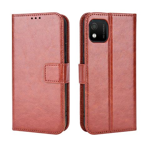 Funda de Cuero Cartera con Soporte Carcasa BY5 para Wiko Y52 Marron