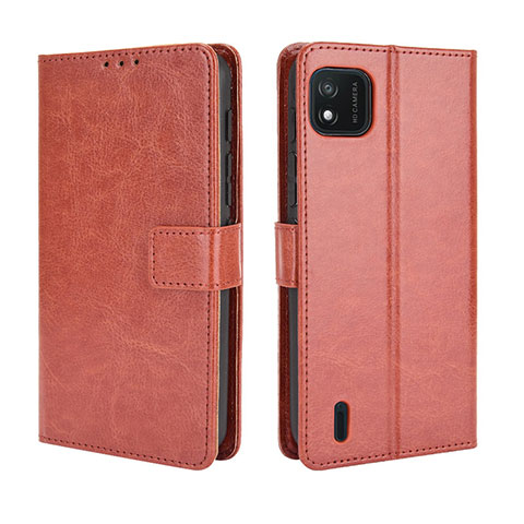 Funda de Cuero Cartera con Soporte Carcasa BY5 para Wiko Y62 Marron