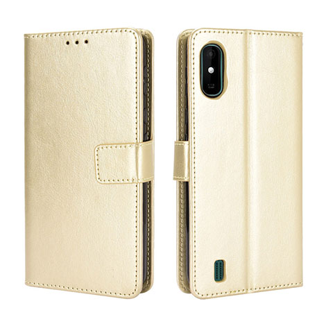 Funda de Cuero Cartera con Soporte Carcasa BY5 para Wiko Y81 Oro