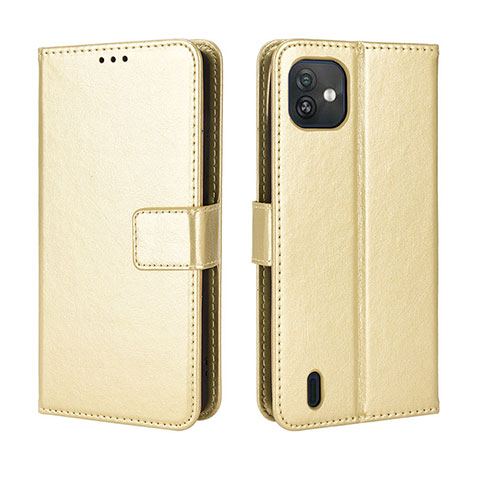 Funda de Cuero Cartera con Soporte Carcasa BY5 para Wiko Y82 Oro