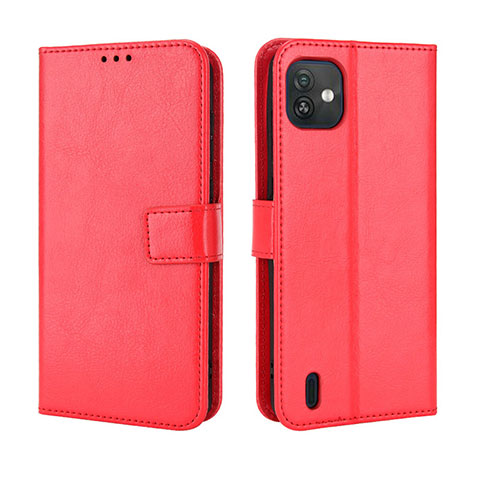 Funda de Cuero Cartera con Soporte Carcasa BY5 para Wiko Y82 Rojo