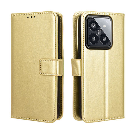 Funda de Cuero Cartera con Soporte Carcasa BY5 para Xiaomi Mi 14 5G Oro