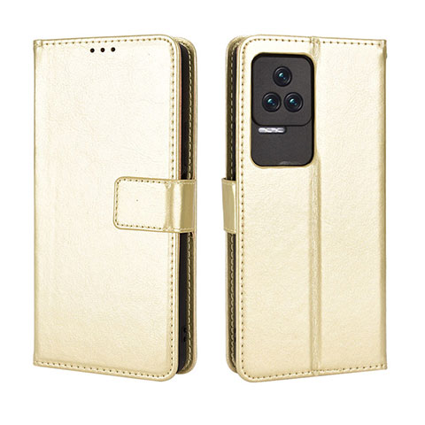 Funda de Cuero Cartera con Soporte Carcasa BY5 para Xiaomi Poco F4 5G Oro