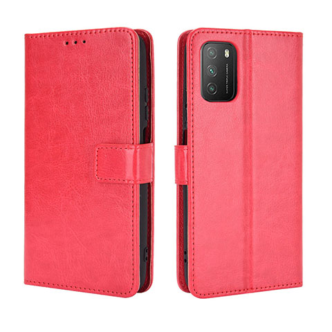 Funda de Cuero Cartera con Soporte Carcasa BY5 para Xiaomi Poco M3 Rojo