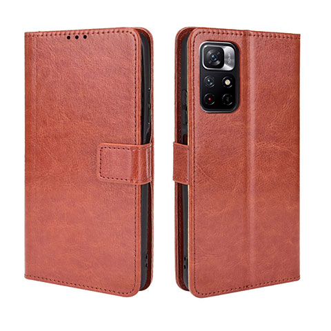 Funda de Cuero Cartera con Soporte Carcasa BY5 para Xiaomi Poco M4 Pro 5G Marron