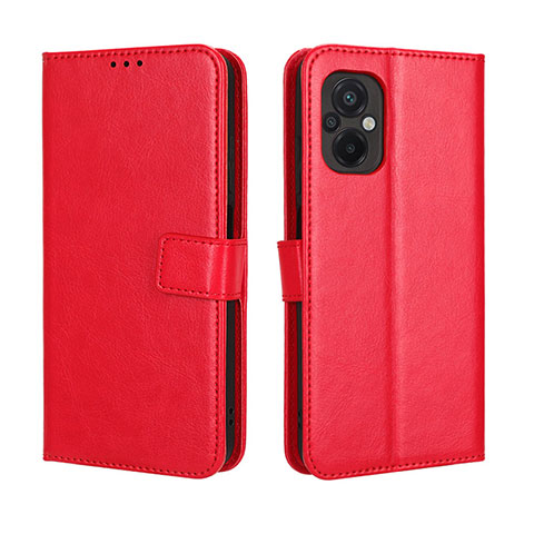 Funda de Cuero Cartera con Soporte Carcasa BY5 para Xiaomi Poco M5 4G Rojo