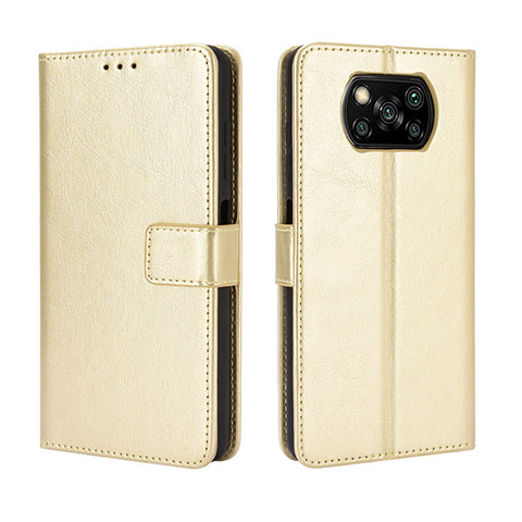 Funda de Cuero Cartera con Soporte Carcasa BY5 para Xiaomi Poco X3 Pro Oro