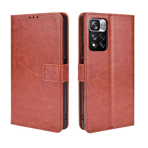 Funda de Cuero Cartera con Soporte Carcasa BY5 para Xiaomi Poco X4 NFC Marron