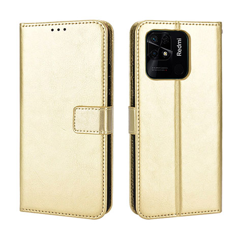 Funda de Cuero Cartera con Soporte Carcasa BY5 para Xiaomi Redmi 10 India Oro