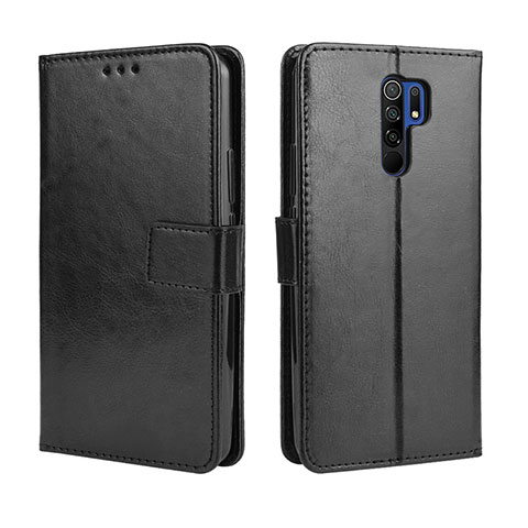 Funda de Cuero Cartera con Soporte Carcasa BY5 para Xiaomi Redmi 9 Prime India Negro