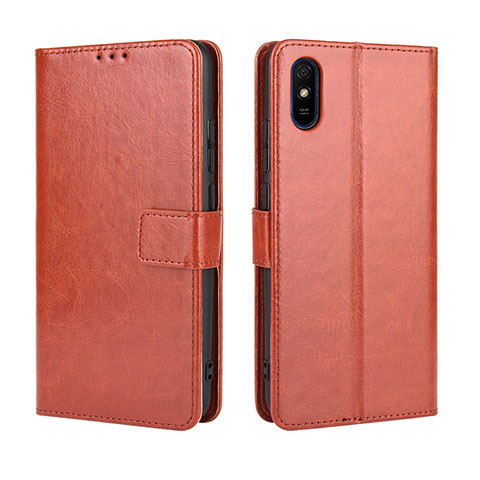 Funda de Cuero Cartera con Soporte Carcasa BY5 para Xiaomi Redmi 9A Marron