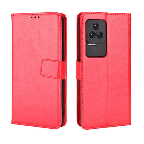 Funda de Cuero Cartera con Soporte Carcasa BY5 para Xiaomi Redmi K50 5G Rojo