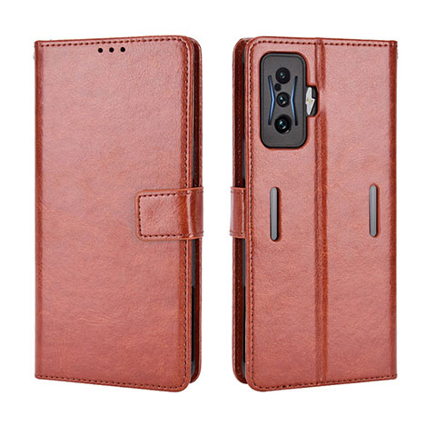 Funda de Cuero Cartera con Soporte Carcasa BY5 para Xiaomi Redmi K50 Gaming 5G Marron