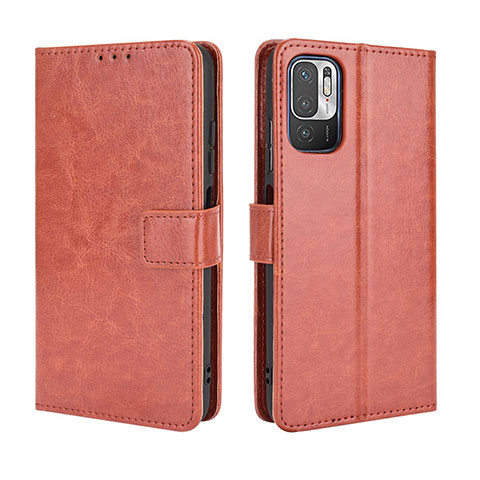 Funda de Cuero Cartera con Soporte Carcasa BY5 para Xiaomi Redmi Note 10 5G Marron