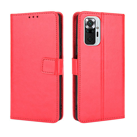 Funda de Cuero Cartera con Soporte Carcasa BY5 para Xiaomi Redmi Note 10 Pro 4G Rojo