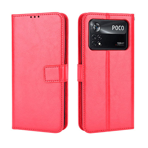 Funda de Cuero Cartera con Soporte Carcasa BY5 para Xiaomi Redmi Note 11E Pro 5G Rojo