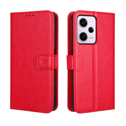 Funda de Cuero Cartera con Soporte Carcasa BY5 para Xiaomi Redmi Note 12 Pro 5G Rojo