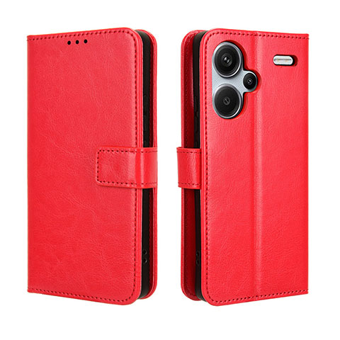 Funda de Cuero Cartera con Soporte Carcasa BY5 para Xiaomi Redmi Note 13 Pro+ Plus 5G Rojo