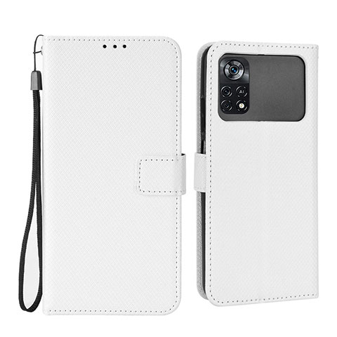 Funda de Cuero Cartera con Soporte Carcasa BY6 para Xiaomi Poco M4 Pro 4G Blanco