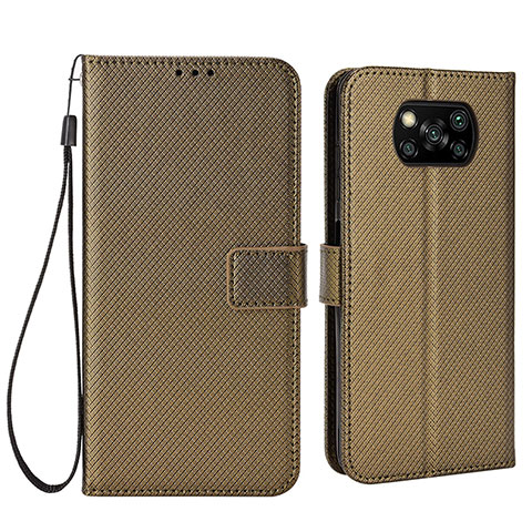 Funda de Cuero Cartera con Soporte Carcasa BY6 para Xiaomi Poco X3 Marron