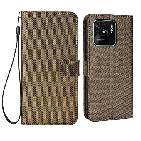 Funda de Cuero Cartera con Soporte Carcasa BY6 para Xiaomi Redmi 10 India Marron