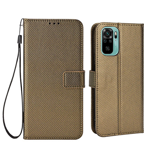 Funda de Cuero Cartera con Soporte Carcasa BY6 para Xiaomi Redmi Note 10 4G Marron