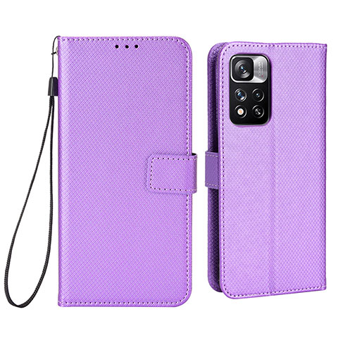 Funda de Cuero Cartera con Soporte Carcasa BY6 para Xiaomi Redmi Note 11 Pro+ Plus 5G Morado