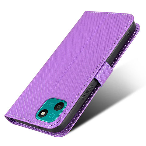 Funda de Cuero Cartera con Soporte Carcasa BY7 para Wiko T10 Morado